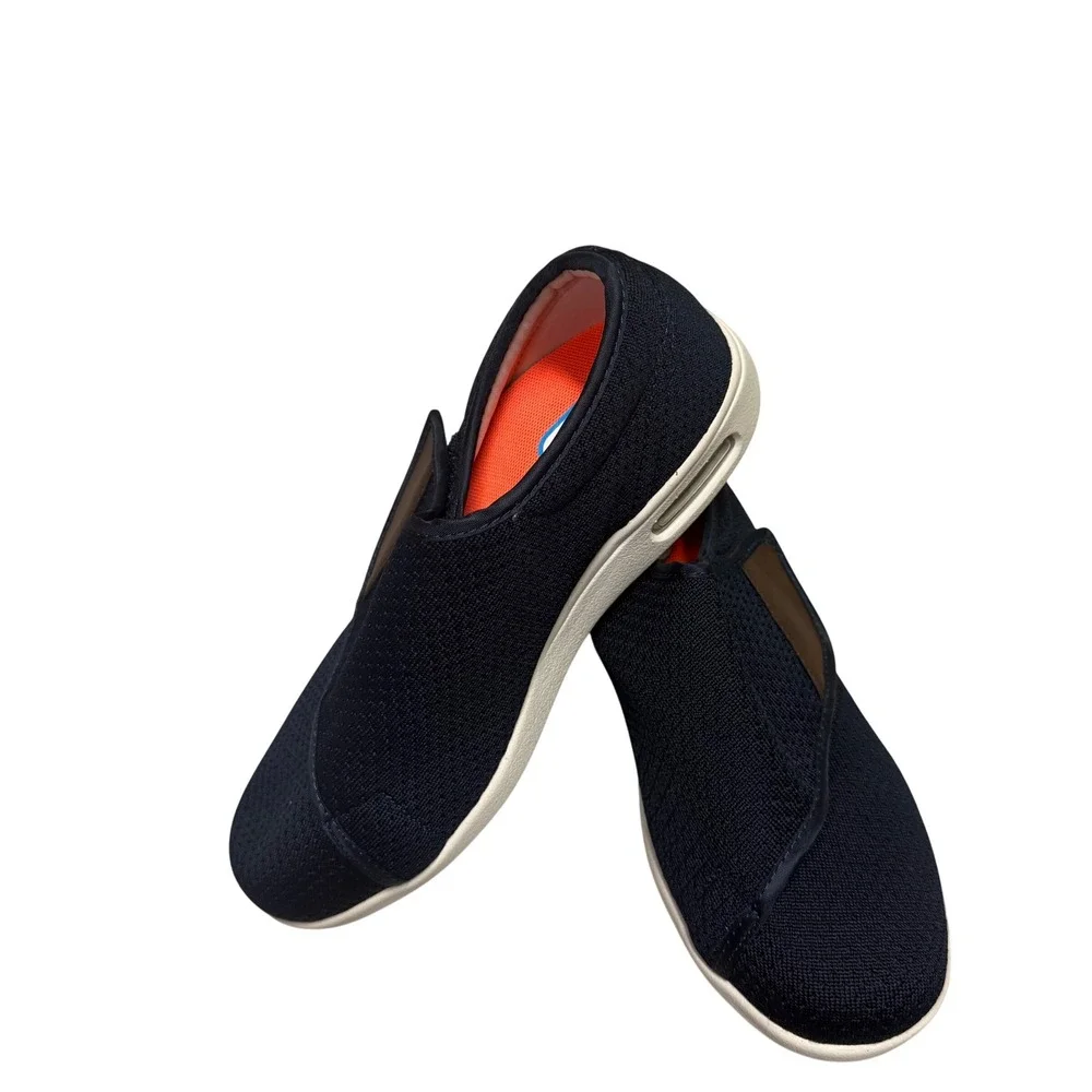 New YOUYUN Navy Blue Slip On Sneakers Diabetic Walking Shoes Men 7.5 Women's 8.5